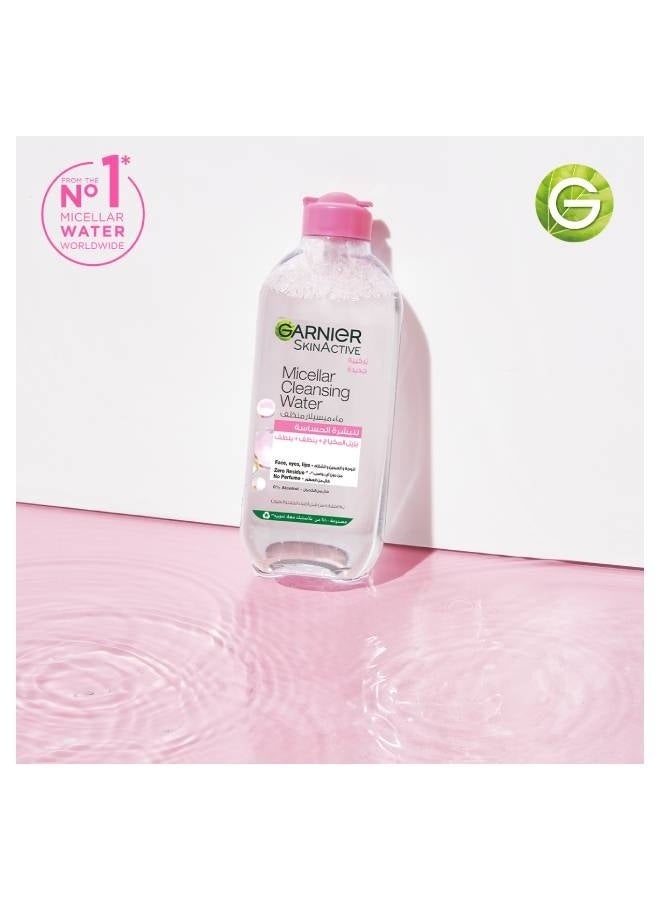 Garnier SkinActive, Micellar Cleansing Water for Sensitive Skin (Removes Makeup + Cleanses + Soothes) - 400 ml - Image 4