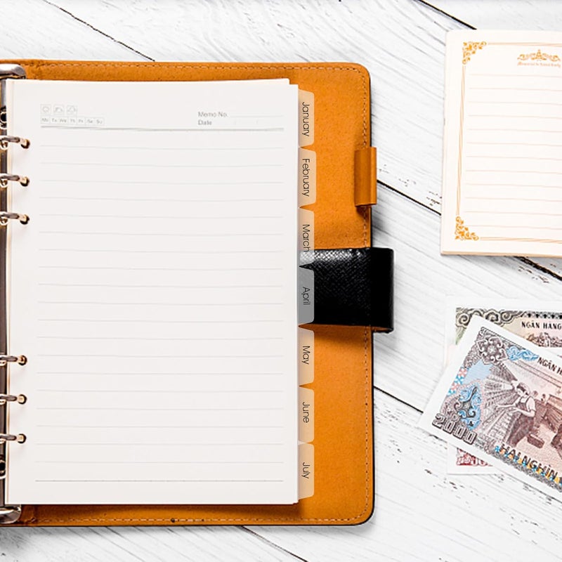 A5 14pcs Binder Dividers with Tabs, PVC Notebook Index Dividers for 6-Ring Binder, Detachable Classification Tabs for Office and School Filing - Image 4