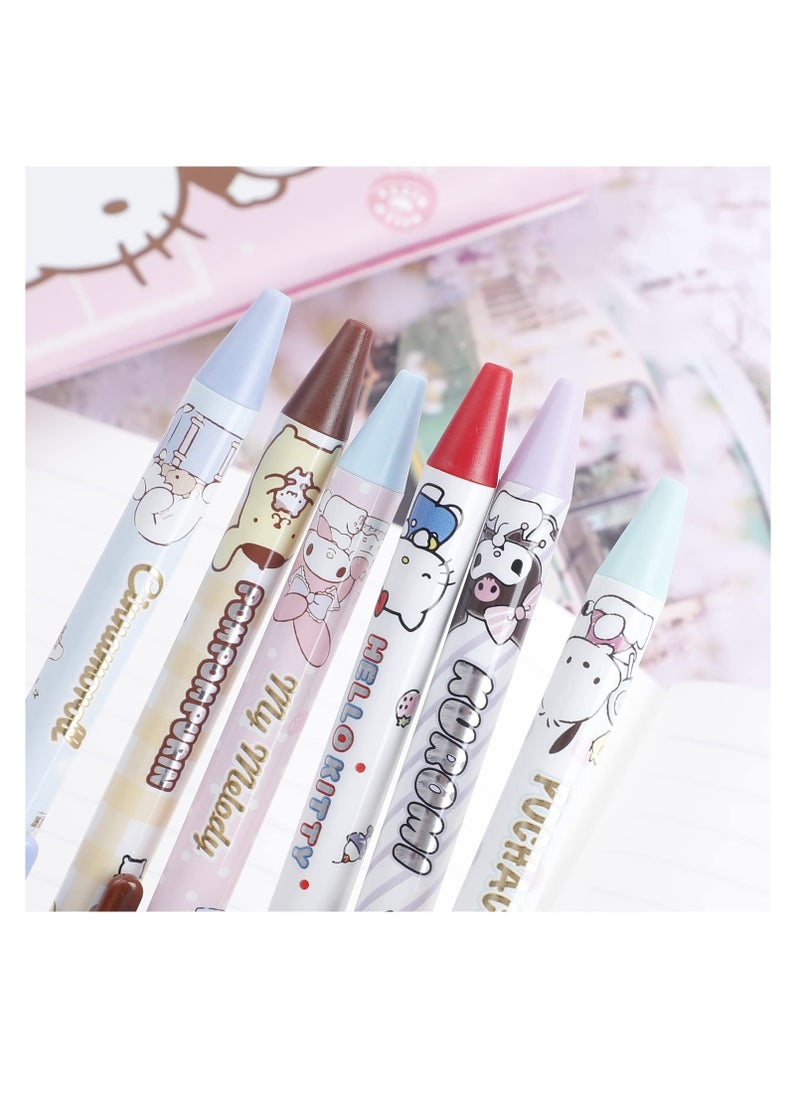 Excefore Anime Cartoon Gel Pen, Kitty Ballpoint Writing Pen, Press Retractable Ballpoint Pen, 6 Pcs Black 0.5mm Gel Pen, for Student School Supplies  - Image 5