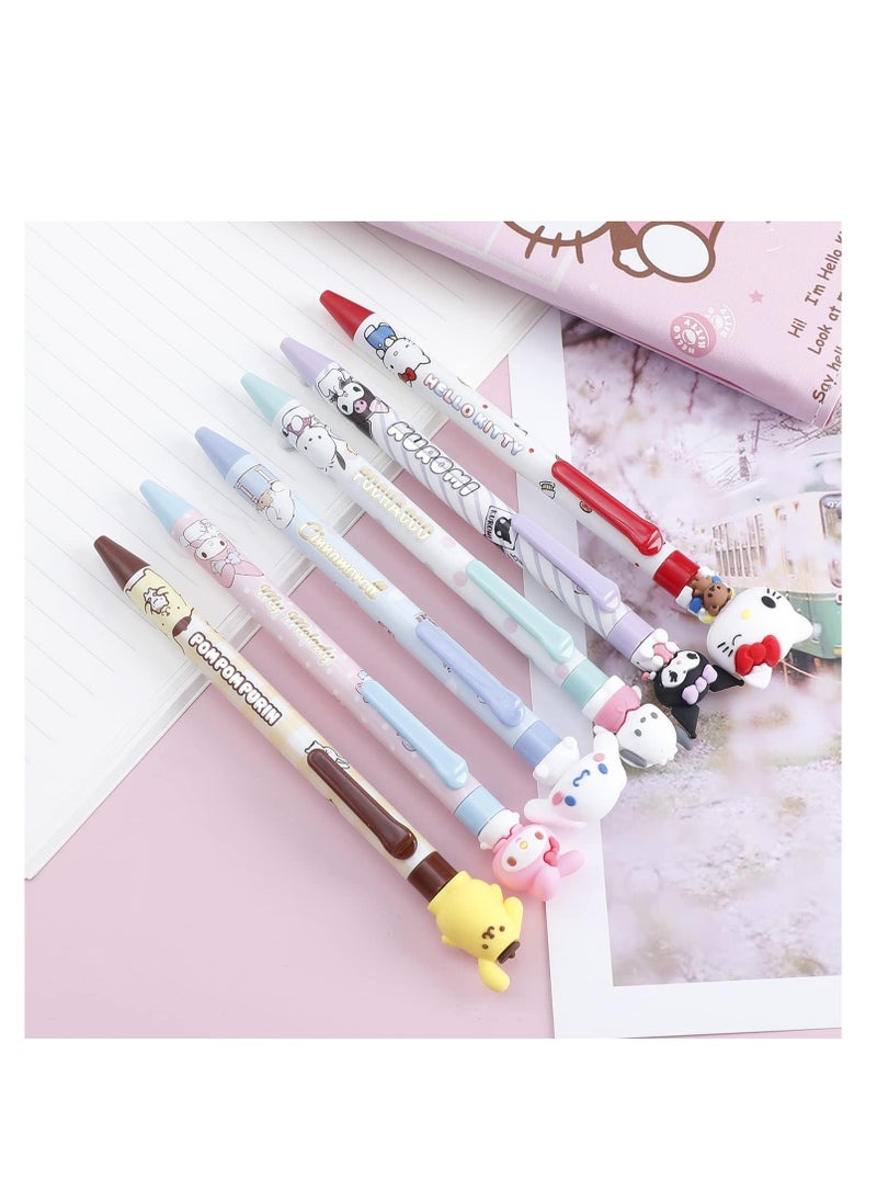 Excefore Anime Cartoon Gel Pen, Kitty Ballpoint Writing Pen, Press Retractable Ballpoint Pen, 6 Pcs Black 0.5mm Gel Pen, for Student School Supplies  - Image 3
