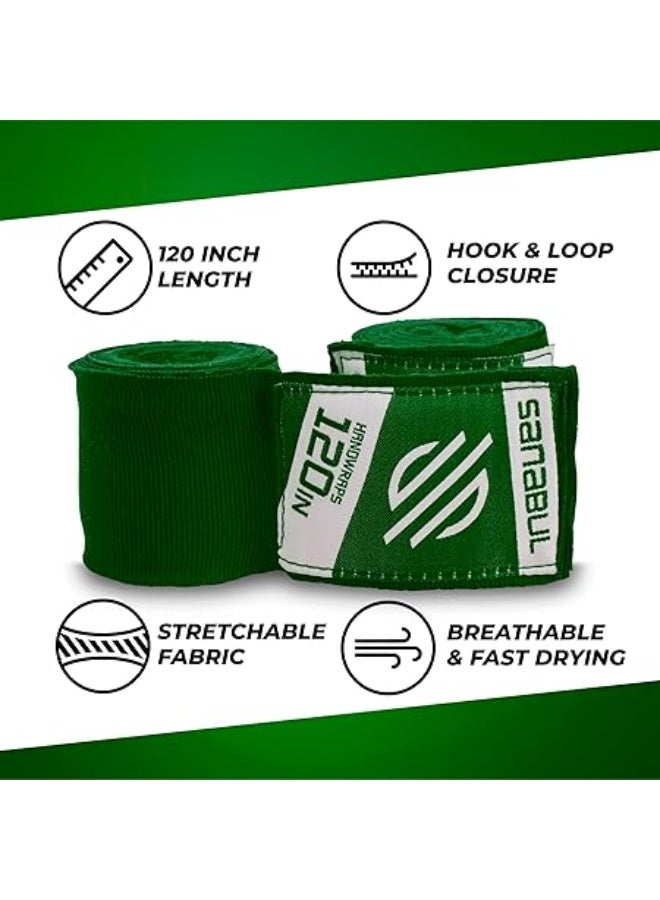 Sanabul  Elastic 120 Inch Boxing Hand Wraps | Kickboxing Handwraps For Boxing Gloves For Men, Women, And Kids | Muay Thai Mma Hand Wraps | Forest Green - Image 5