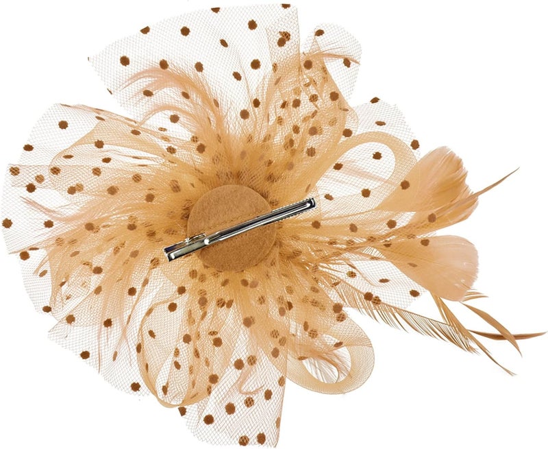 DRESHOW Fascinators Hat Flower Mesh Ribbons Feathers on a Headband and a Clip Tea Party Headwear for Girls and Women - Image 3