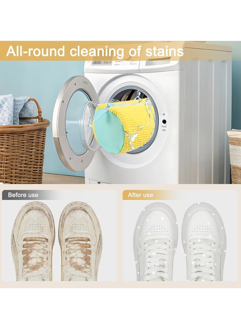 Durable Shoe Washing Machine Bag for All Shoe Types Yellow with Blue Zipper Protective Laundry Bag with Rich Fluff Interior Ideal for Sneakers and Casual Shoes Laundry Wash Bag - Image 4