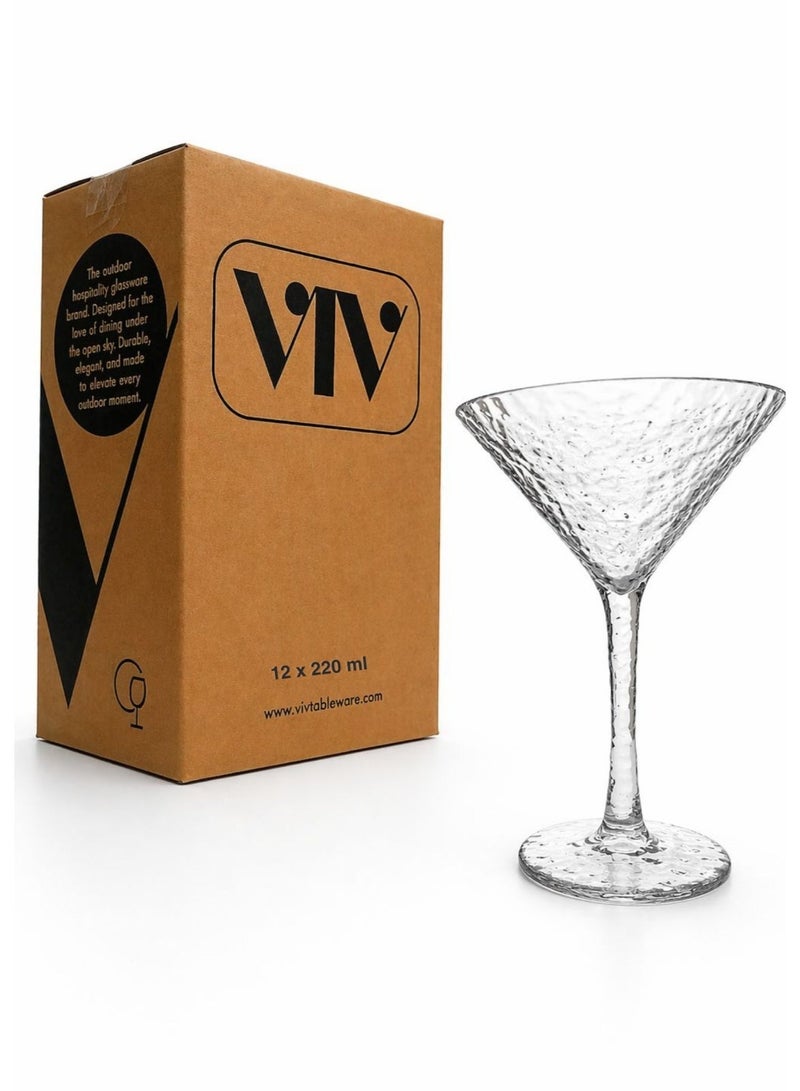 VIV Caustics Outdoor Unbreakable Martini Glass Ecozen Material BPA-Free 220ml (Pack of 12) - Image 1