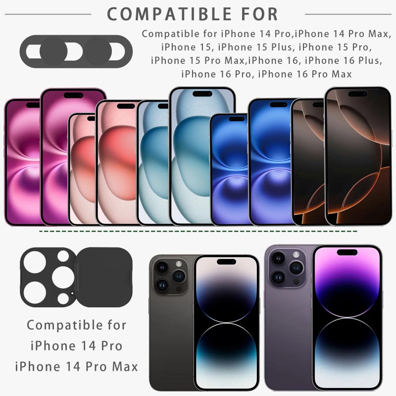 EYSOFT Privacy Cover Compatible for iPhone 14 Pro/iPhone 14 Pro Max with Front Camera Cover,Protect Privacy and Security,Open/Close Face Recogition Anti-Spy Camera Cover, Easy-Adhesive Design-2Pack - Image 5