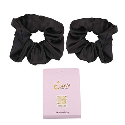 Estele Black Hair Ties Scrunchies Elatic Hair Band for Womens/girls (Pack of 2) - Image 4