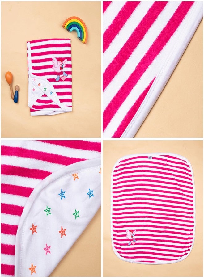 Tinycare Cotton Bath Towel for New Born, Extra Soft Terry Fabric Printed Towel for Kids/Toddler/Infants, Quick Absorbent, Reusable Napkins Bathing Towels (72 x 72 cm, Pink)_Pack of 1 - Image 5