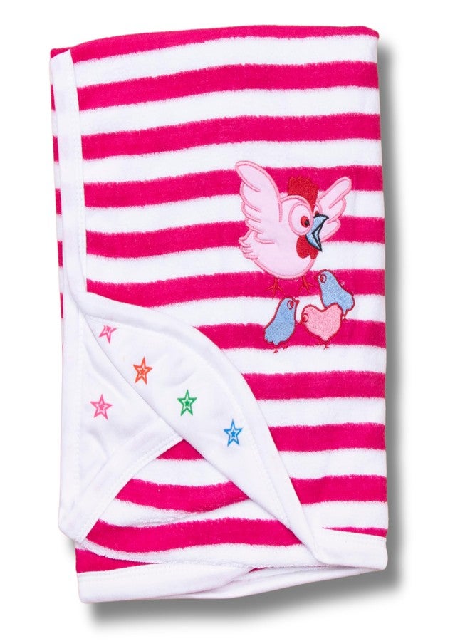 Tinycare Cotton Bath Towel for New Born, Extra Soft Terry Fabric Printed Towel for Kids/Toddler/Infants, Quick Absorbent, Reusable Napkins Bathing Towels (72 x 72 cm, Pink)_Pack of 1 - Image 1
