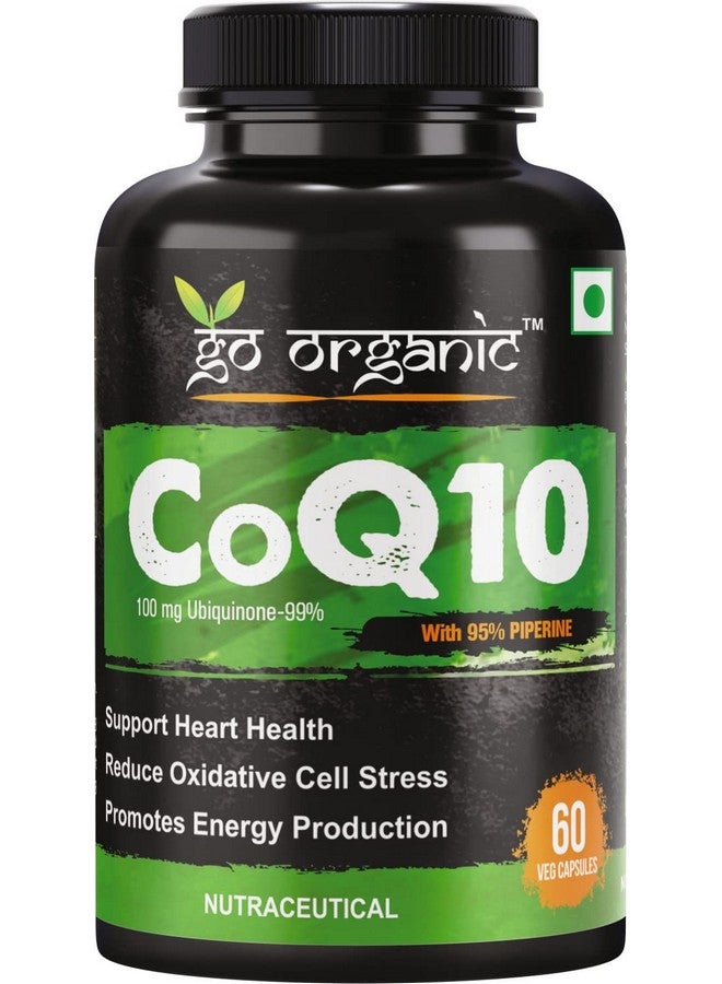Go Organic Coenzyme Q10 100mg supplement with high absorption to improve BioPerine | CoQ10 100 mg supplement 60 Capsule | Coenzyme Q10 100mg Supplement for healthy heart and immunity 60 Count - Image 1