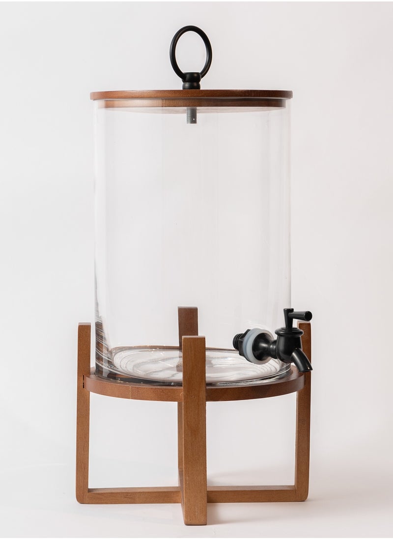 La Mesa Glass Juice Dispenser with Wooden Stand 5 Ltrs  - Image 1
