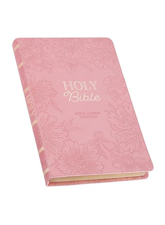 Kjv Holy Bible Gift Edition King James Version Faux Leather Flexible Cover Light Pink Floral