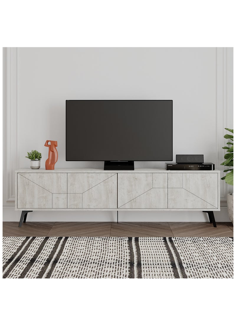 Mourah Mourah Home Dune TV Stand up to 70 Inches TVs | Modern TV Cabinet 4-Door | Modern TV Units for Living Room | Storage Cabinet | 180x29.6x50 CM| White Marble  - Image 1