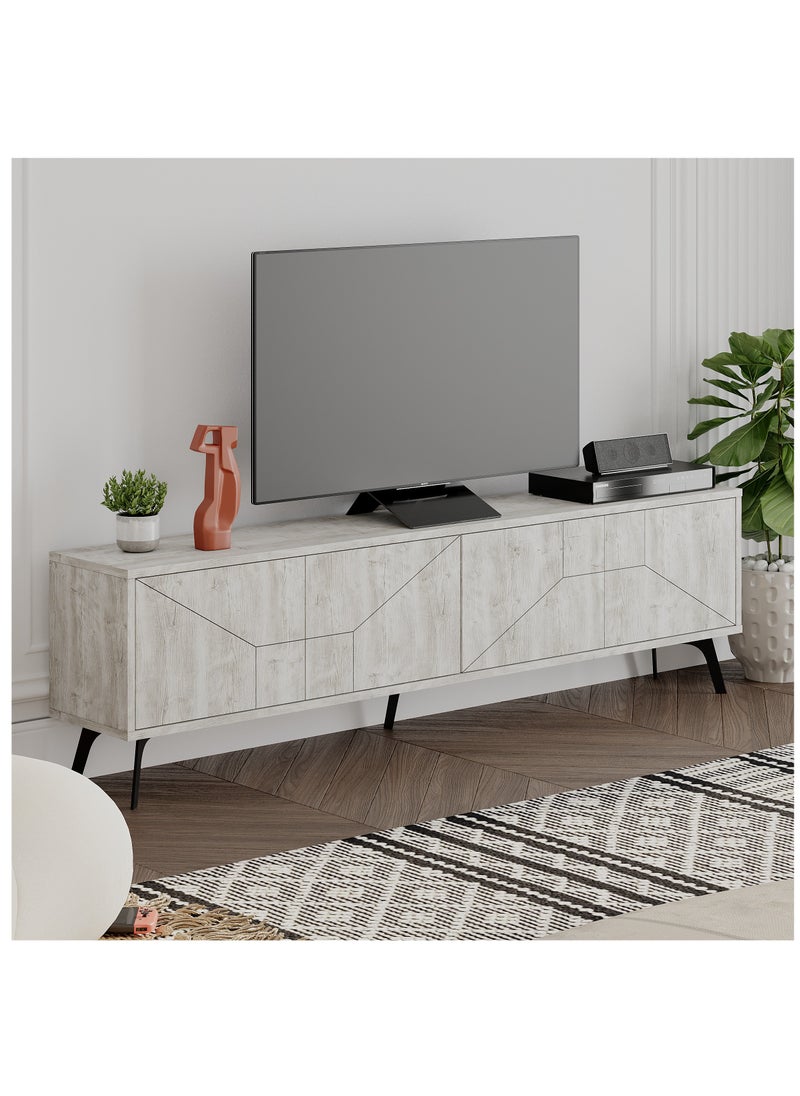 Mourah Mourah Home Dune TV Stand up to 70 Inches TVs | Modern TV Cabinet 4-Door | Modern TV Units for Living Room | Storage Cabinet | 180x29.6x50 CM| White Marble  - Image 2