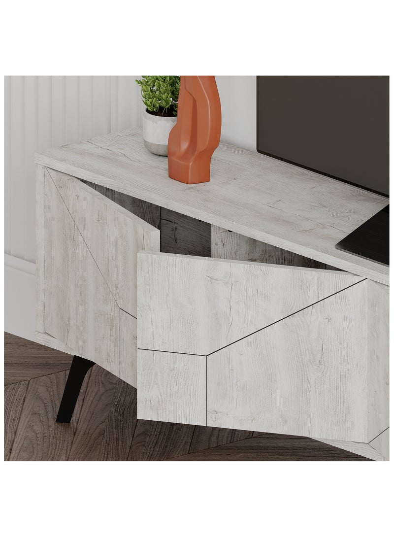 Mourah Mourah Home Dune TV Stand up to 70 Inches TVs | Modern TV Cabinet 4-Door | Modern TV Units for Living Room | Storage Cabinet | 180x29.6x50 CM| White Marble  - Image 4