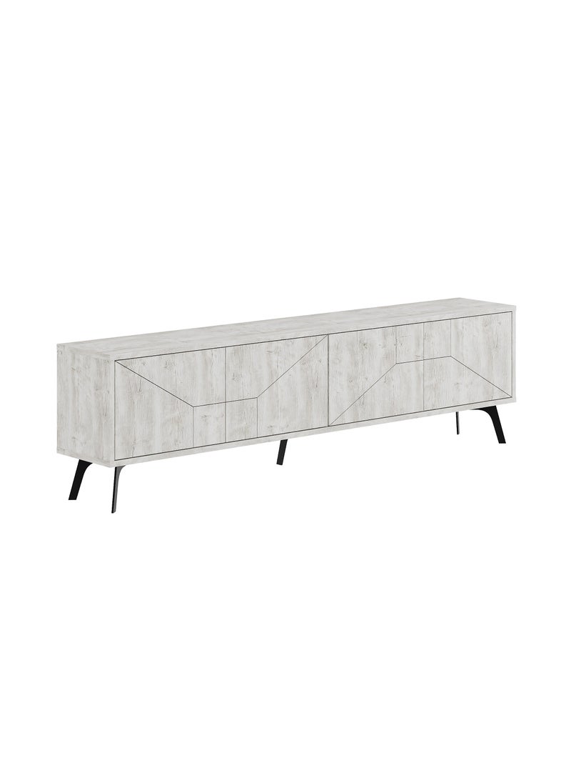 Mourah Mourah Home Dune TV Stand up to 70 Inches TVs | Modern TV Cabinet 4-Door | Modern TV Units for Living Room | Storage Cabinet | 180x29.6x50 CM| White Marble  - Image 5