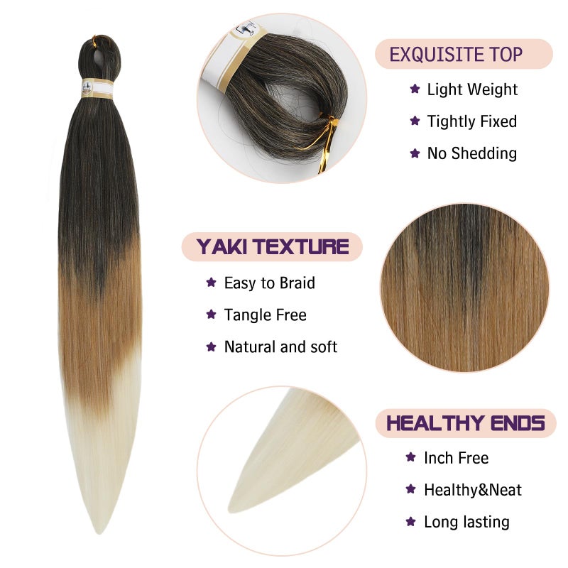 Beyond Beauty Braiding Hair pre stretched, Braids Synthetic Fiber Ombre Yaki Texture, Natural Easy Twist Braids Crochet Hair Hot Water Setting hair extensions - Image 2