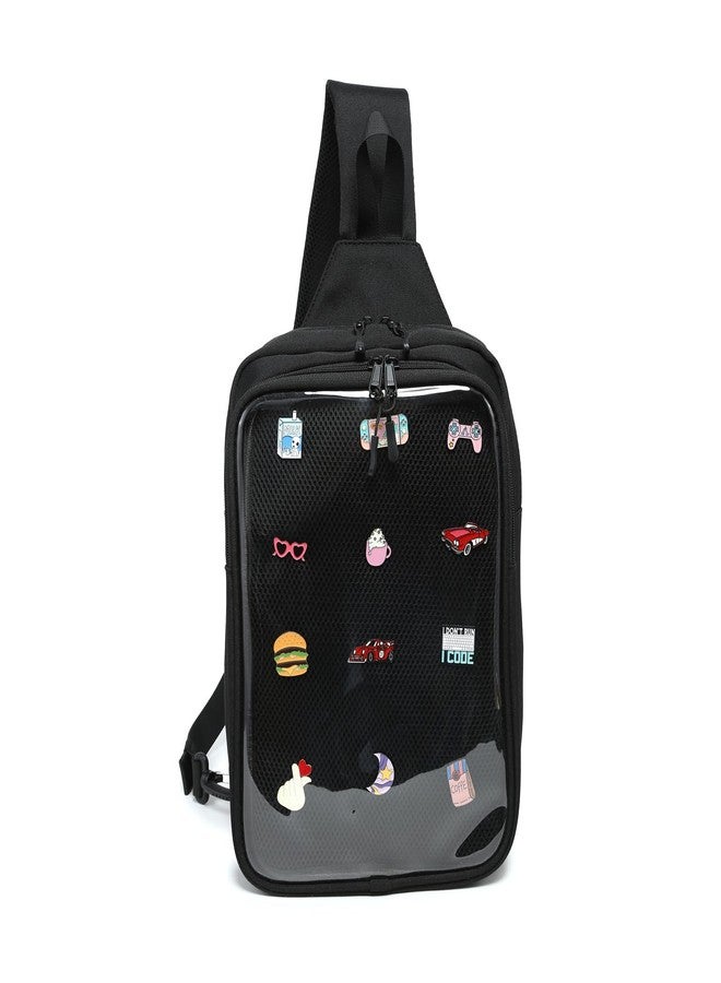 RAINBOW SMILE Ita Bag Shoulder Bag Chest Bag with Pin Display, Adjustable Strap Crossbody Bag for Cosplay - Image 1