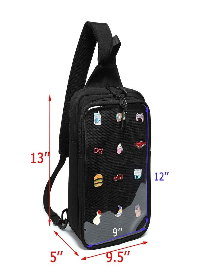 RAINBOW SMILE Ita Bag Shoulder Bag Chest Bag with Pin Display, Adjustable Strap Crossbody Bag for Cosplay - Image 2