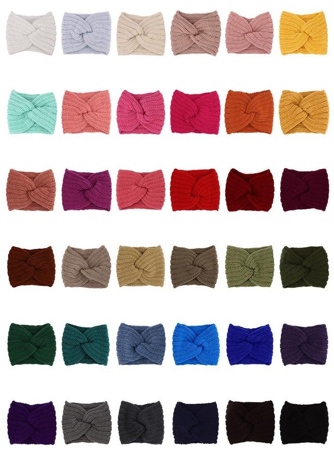 AOPRIE Bulk Winter Headbands for Women Girls Ear Warmers for Women Ear Covers for Cold Weather Knit Wide Thick headbands Colorful, 36 Pack - Image 1
