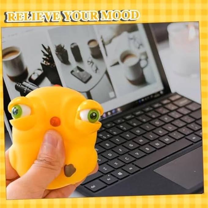 joyzzz Squeeze Chicken Toy, 2 PCS Soft Silicone Stress Relief Fidget Toys with Pop Out Eyes, Fun Sensory Toys with 2 Colors, Perfect for Kids and Adults Anxiety Relief - Image 3