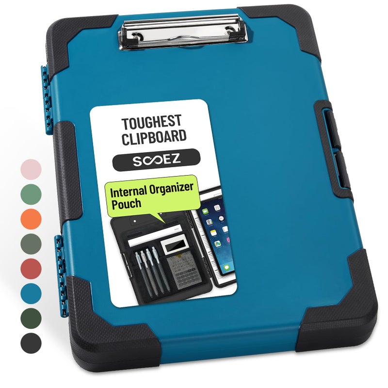 Sooez Toughest Clipboard with Storage, Internal Pen Pouch Included, Letter/ A4 Size, Shockproof Heavy Duty Plastic Clip Boards 8.5x11â€, High Capacity Clipboards Box Case for Contractor Trucker Driver - Image 1