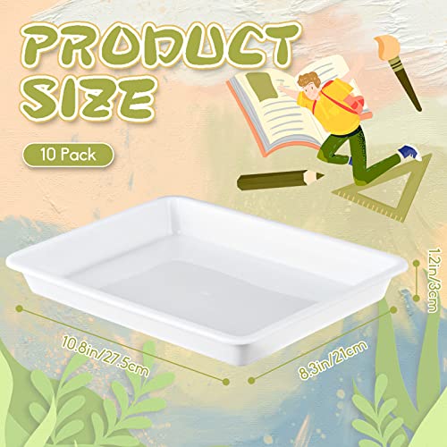 OJYUDD 10 Pack Plastic Art Trays,Activity Crafts Tray,Organizer Tray,Serving Tray for Home,School,Kids,DIY Projects,Painting,Beads (White) - Image 2