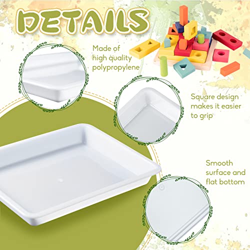 OJYUDD 10 Pack Plastic Art Trays,Activity Crafts Tray,Organizer Tray,Serving Tray for Home,School,Kids,DIY Projects,Painting,Beads (White) - Image 3