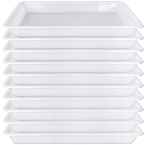 OJYUDD 10 Pack Plastic Art Trays,Activity Crafts Tray,Organizer Tray,Serving Tray for Home,School,Kids,DIY Projects,Painting,Beads (White) - Image 1