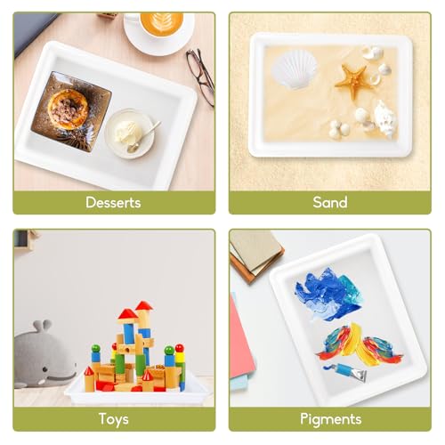 OJYUDD 10 Pack Plastic Art Trays,Activity Crafts Tray,Organizer Tray,Serving Tray for Home,School,Kids,DIY Projects,Painting,Beads (White) - Image 5