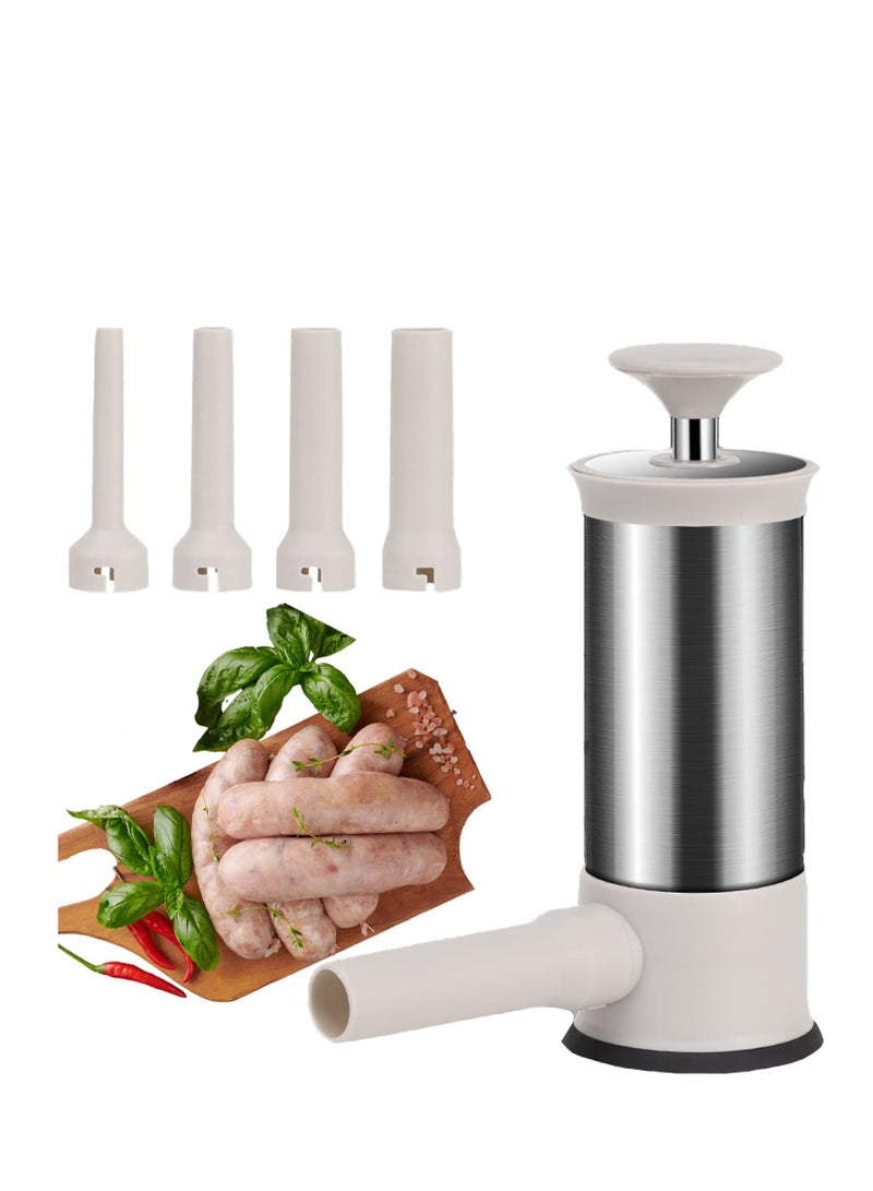 SYOSI Sausage Stuffer, Sausage Stuffer Machine Stainless Steel Vertical Homemade Sausage Maker 4 Stuffing Tubes, Fast Sausage Filling Manual Sausage Stuffer Machine, with Anti Slip Rubber Ring (2LB) - Image 1