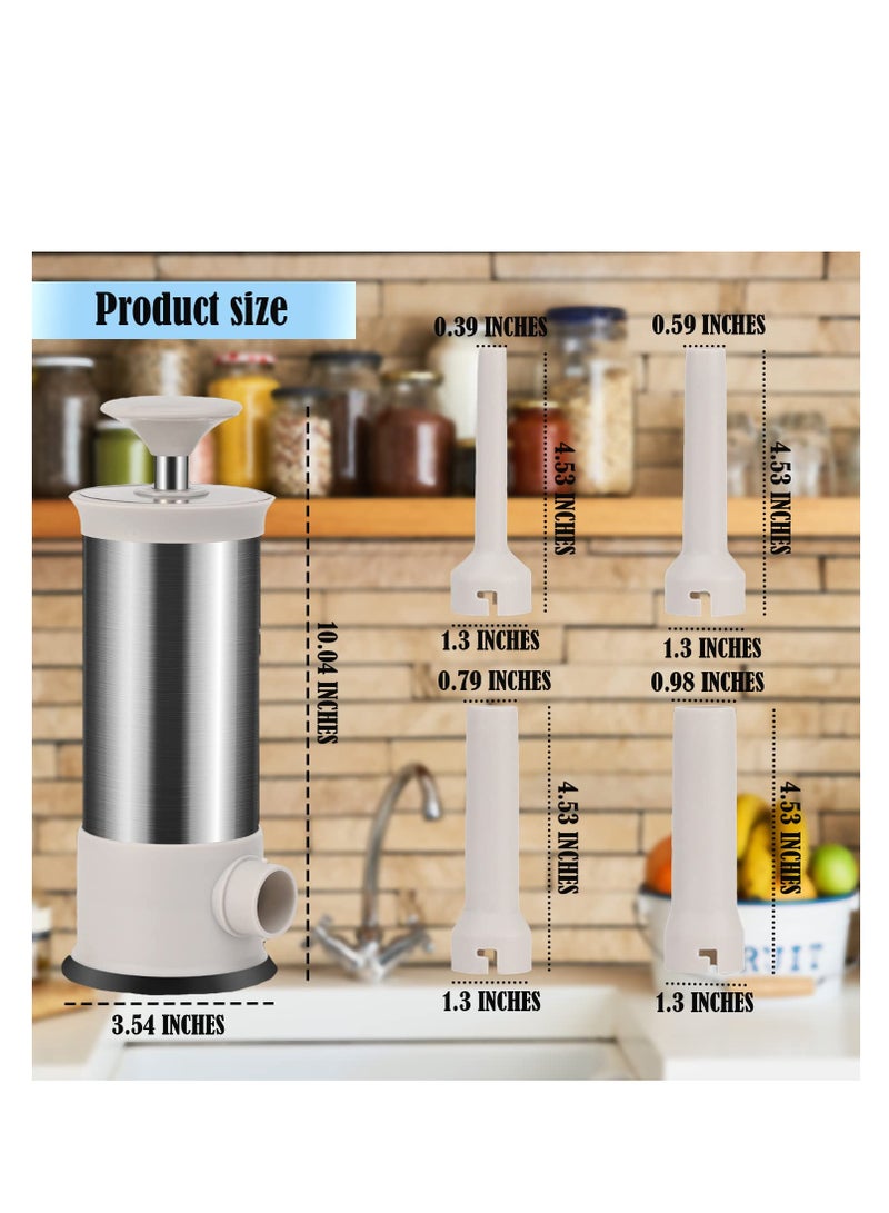 SYOSI Sausage Stuffer, Sausage Stuffer Machine Stainless Steel Vertical Homemade Sausage Maker 4 Stuffing Tubes, Fast Sausage Filling Manual Sausage Stuffer Machine, with Anti Slip Rubber Ring (2LB) - Image 4