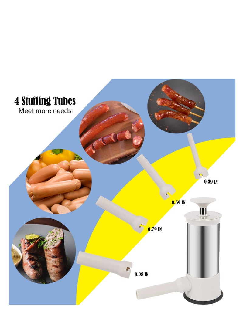 SYOSI Sausage Stuffer, Sausage Stuffer Machine Stainless Steel Vertical Homemade Sausage Maker 4 Stuffing Tubes, Fast Sausage Filling Manual Sausage Stuffer Machine, with Anti Slip Rubber Ring (2LB) - Image 3