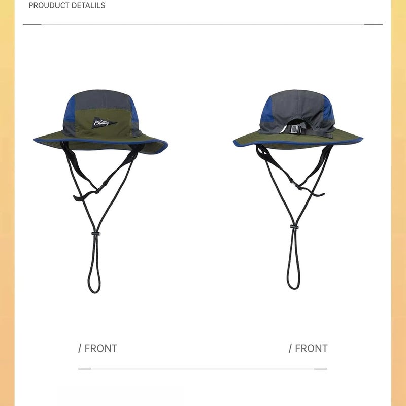 Color-Blocked Fisherman Style Sun Hat for Outdoor Camping, Surfing u0026 Vacations - Wide Brim, UV Protective, Anti-Slip - Image 2