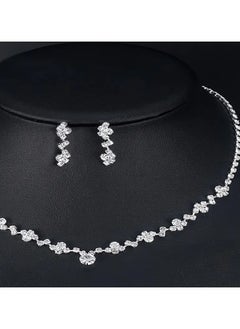 Home Clearance Sale Elegant Wedding Necklace Earrings Two-piece Set Of Bridal Tiara Wedding Dress Accessories Two-piece Set  - Image 2