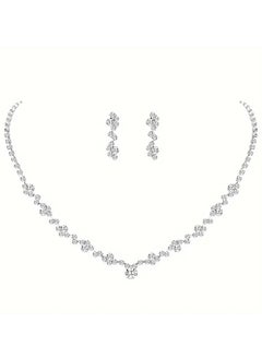 Home Clearance Sale Elegant Wedding Necklace Earrings Two-piece Set Of Bridal Tiara Wedding Dress Accessories Two-piece Set  - Image 4
