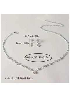 Home Clearance Sale Elegant Wedding Necklace Earrings Two-piece Set Of Bridal Tiara Wedding Dress Accessories Two-piece Set  - Image 3