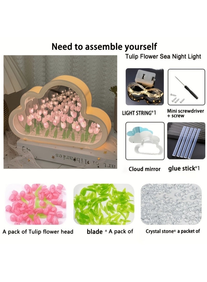 DIY rose cloud night light, a sea of flowers, romantic floral design, perfect for Valentine's Day gifts/desktop decor/home decoration/bedroom decoration/creating a romantic atmosphere/birthday gifts/Halloween/Christmas/New Year gifts, a romantic fairy light! (Semi-finished, DIY handmade gift) - Image 5