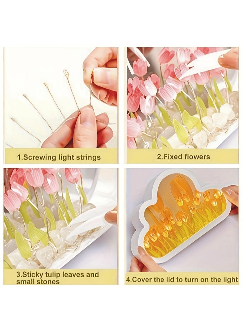 DIY rose cloud night light, a sea of flowers, romantic floral design, perfect for Valentine's Day gifts/desktop decor/home decoration/bedroom decoration/creating a romantic atmosphere/birthday gifts/Halloween/Christmas/New Year gifts, a romantic fairy light! (Semi-finished, DIY handmade gift) - Image 2