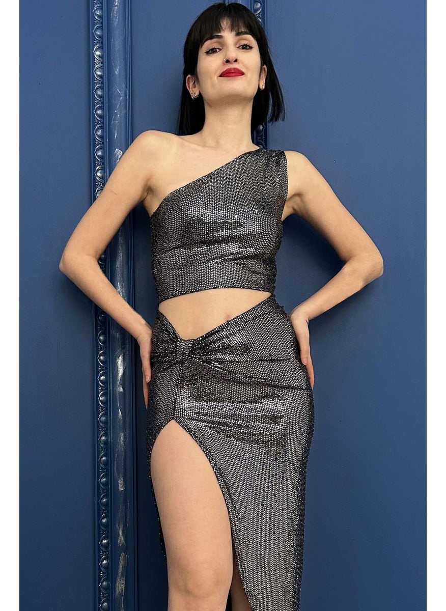 Due Stelle Women's One-Shoulder Shiny Evening Dress Bustier - Party Bustier  - Image 1