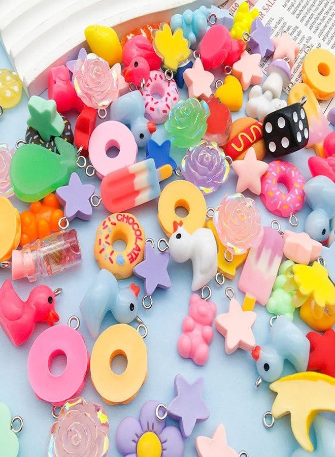 Ximimark 40 pcs Mixed 10/20pcs Random Styles Colorful Resin Cute Imitation Animal Fruit Food Series Charms DIY Handmade Pendants For Necklace Bracelets Earrings Jewelry Making Findings - Image 2