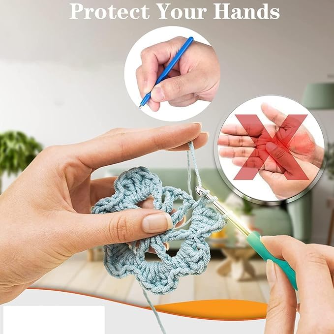 BestUBuy Knitting Crochet Hook Needle Set | Ergonomic Sewing Knitting Needle Kit | 16Pcs Soft Grip Handles Hooks 06Mm-6Mm, 1 Tape Measure, 3 Tapestry for Hand Knitted (Multicolor) - Image 4