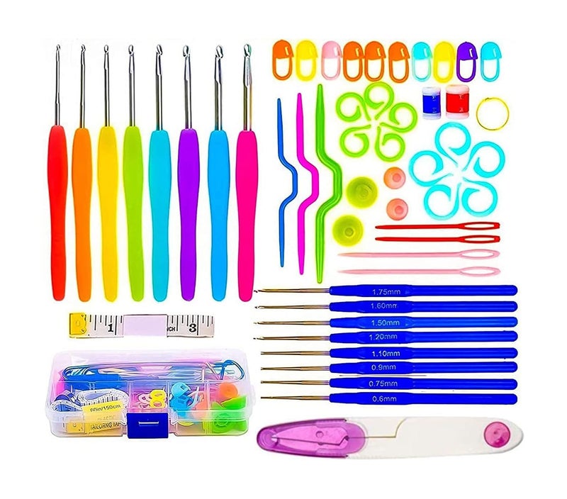 BestUBuy Knitting Crochet Hook Needle Set | Ergonomic Sewing Knitting Needle Kit | 16Pcs Soft Grip Handles Hooks 06Mm-6Mm, 1 Tape Measure, 3 Tapestry for Hand Knitted (Multicolor) - Image 1