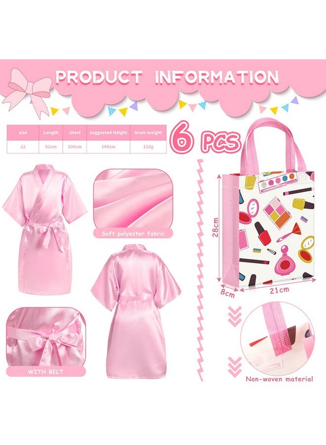Bonuci 6 Set Spa Party Supplies For Girls Include 6 Kids Spa Robes 6 Headbands 6 Spa Masks 6 Folding Mini Hairbrush 6 Tote Bags And 12 Scrunchies For Spa Wedding Birthday (Size 12) - Image 3