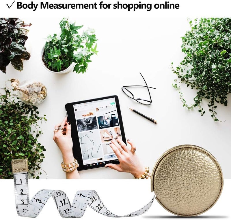 Z_جوده وثقه 3m/120 Tape Measure Body Measuring Tape for Body Cloth Tape Measure for Sewing Fabric Tailors Medical Measurements Tape Dual Sided Retractable Ruler (Gold, 1 Pack) - Image 5