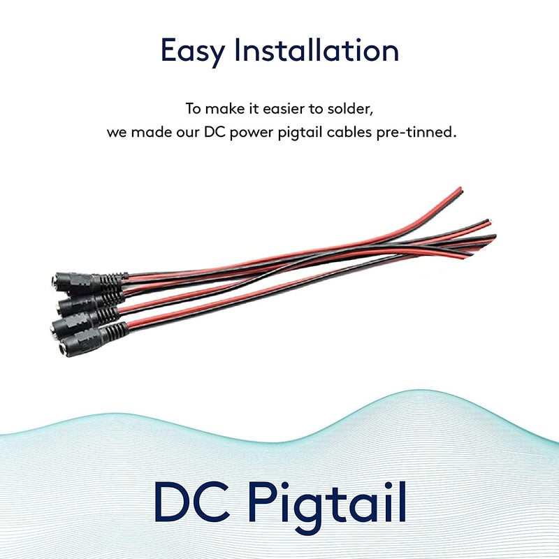 FEDUS FEDUS 10x 12V DC Power Pigtail Female 55 21mm Cable Plug Wire for CCTV Pack of 5  - Image 2