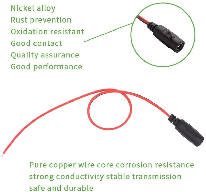 FEDUS FEDUS 10x 12V DC Power Pigtail Female 55 21mm Cable Plug Wire for CCTV Pack of 5  - Image 4