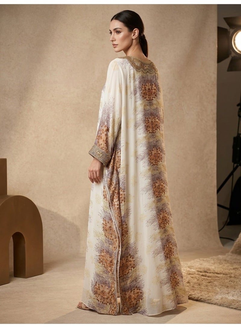 Alaya Women Floral Embroidered Chiffon Kaftan-AL3831 - Image 5