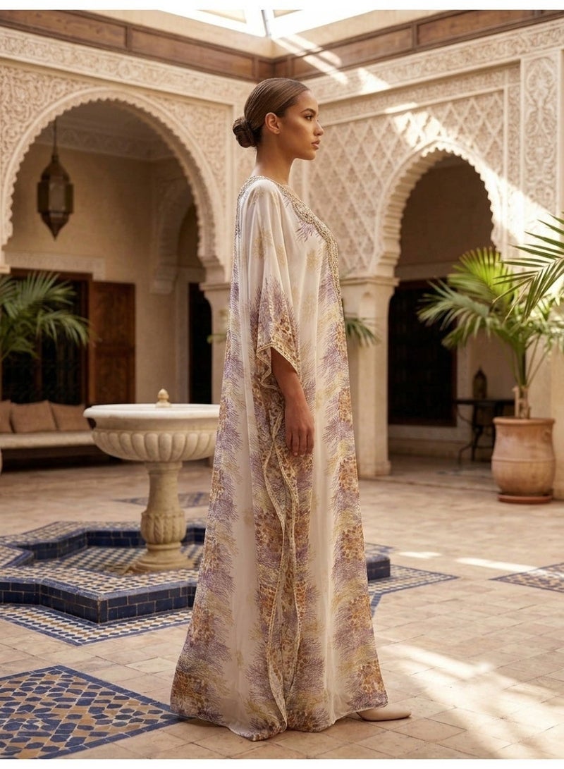 Alaya Women Floral Embroidered Chiffon Kaftan-AL3831 - Image 3