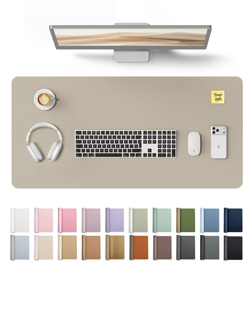 YSAGi Leather Desk Pad Protector Office Desk Mat Large Mouse Pad NonSlip PU Leather Desk Blotter Laptop Desk Pad Waterproof Desk Writing Pad for Office and Home Olive Beige 315 x 158 - Image 2