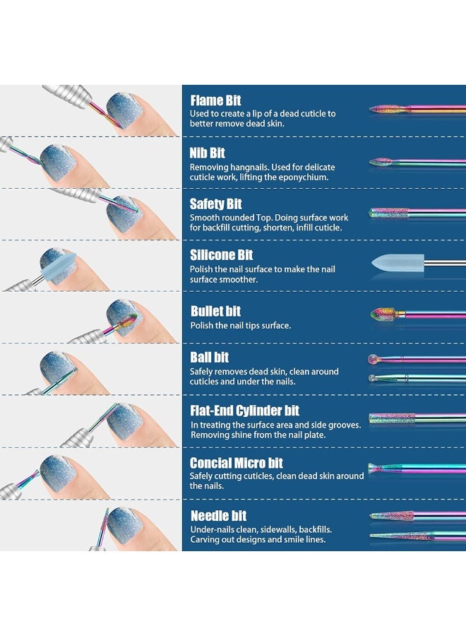 ail Drill Bits Sets,21 pcs 3/32 Inch Diamond Cuticle Electric Nail File and Ceramic Acrylic Gel Nail Bit Kit, Acrylic Nail Art Tools, Carbide Cuticle Remover Bits for Manicure Pedicure, Home Salon - Image 4